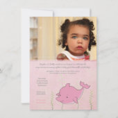 Dauphin rose sous le carte photo d'anniversaire de (Dos)