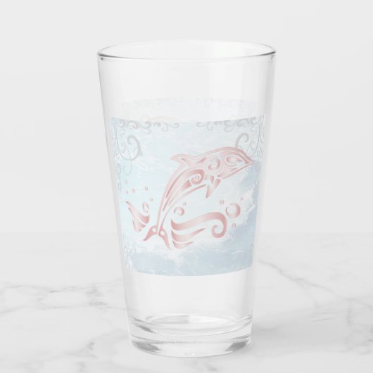 Dauphin rose Verre personnalisé (Dos)