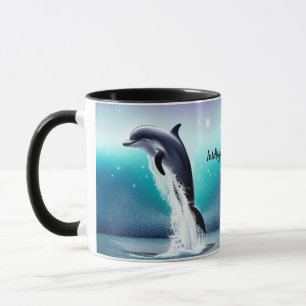 Dauphin Sauter Dans La Mug De Café Océan
