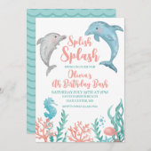 Dauphin sous la mer Invitation d'anniversaire (Devant / Derrière)