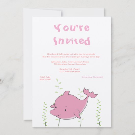 Dauphin sous le 2ème invitation de bébé (Dos)