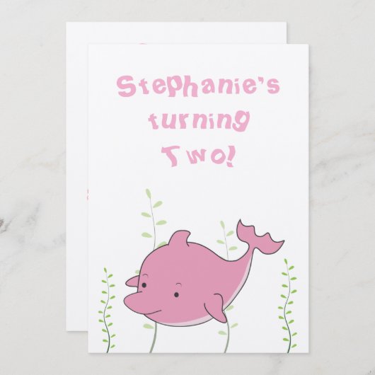 Dauphin sous le 2ème invitation de bébé (Devant / Derrière)