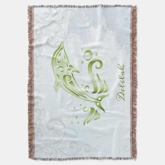 Dauphin Vert Couverture de lancer personnalisée (devant Vertical)