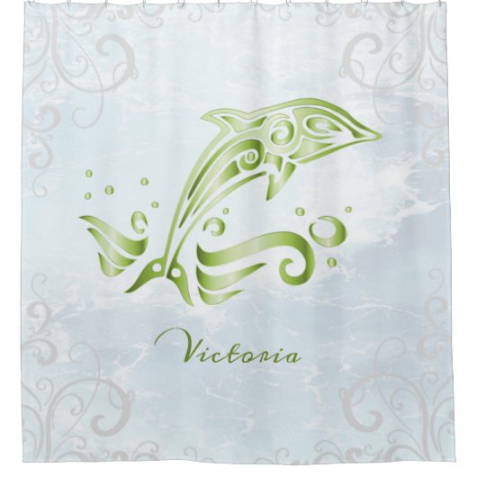 Dauphin vert rideau de douche personnalisé (Devant)