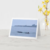 Dauphins à la carte de voeux Phare-Vide (Fleur jaune)
