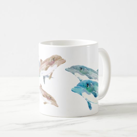Dauphins bleus sur Mug (Devant droit)