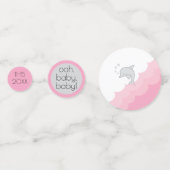 Dauphins de Confetti baby shower rose et gris (Derrière)