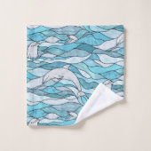 Dauphins de verre tendu de l'océan bleu (Gant de toilette)