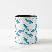 Dauphins et bulles sur blanc. Mug (Centre)