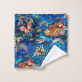 Dauphins et poissons sous-marins tropicaux (Gant de toilette)