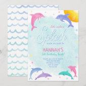 Dauphins magiques Jolie invitation d'anniversaire (Devant / Derrière)