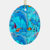 dauphins riants ornement bleu (Droite)