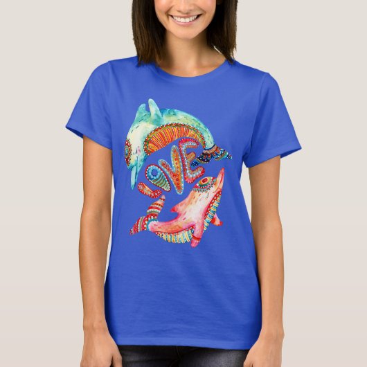 Dauphins - T-shirt bleu (Devant)