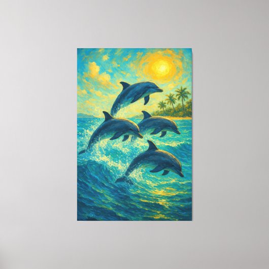 Dauphins Tropicaux – Impression sur Toile Océan (Recto)