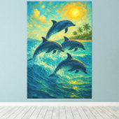 Dauphins Tropicaux – Impression sur Toile Océan (Insitu (Plancher de Bois))