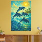 Dauphins Tropicaux – Impression sur Toile Océan (Insitu(Salon))