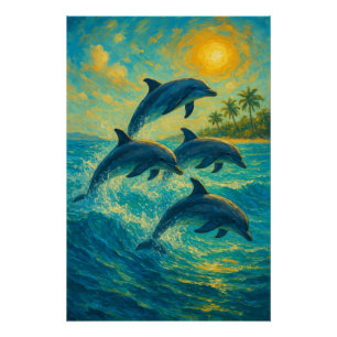 Dauphins tropicaux - Poster Océanique
