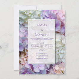 Dauwige Pastel Bloemstuk Hortensia Lijst Bruiloft Kaart