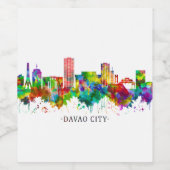 Davao City Philippines Skyline Wijn Etiket (Enkel label)