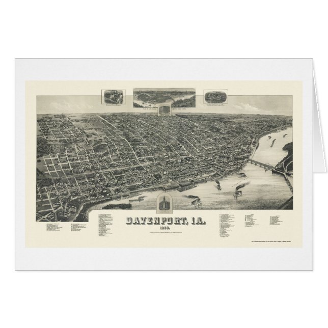 Davenport, carte panoramique d'IA - 1888 (Devant horizontal)