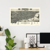 Davenport, IA Panoramic Map - 1888 Poster (Thuiskantoor)