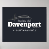 Davenport, Iowa Coordinates Poster (Voorkant)