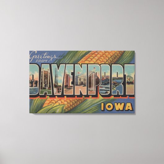 Davenport, Iowa (Corn) - Grote letterscènes Canvas Afdruk (Voorkant)