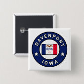 Davenport Iowa Vierkante Button 5,1 Cm (Voorkant /achterkant)