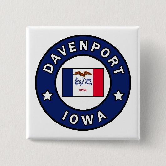 Davenport Iowa Vierkante Button 5,1 Cm (Voorkant)