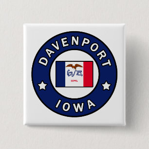 Davenport Iowa Vierkante Button 5,1 Cm