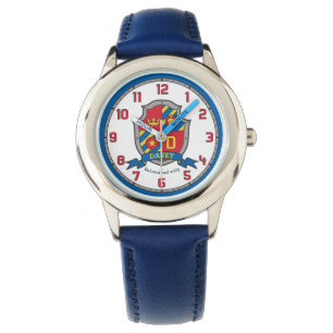 Davey jongens noemen crest roodblauwe gele leeuw horloge