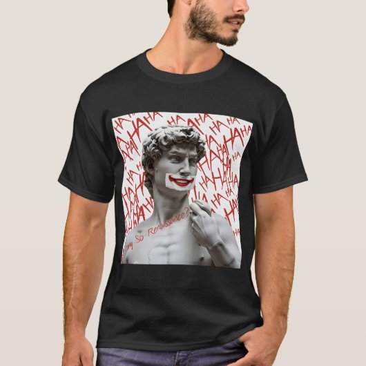 David als de Joker | Grappige Renaissance Parodie T-shirt (Voorkant)