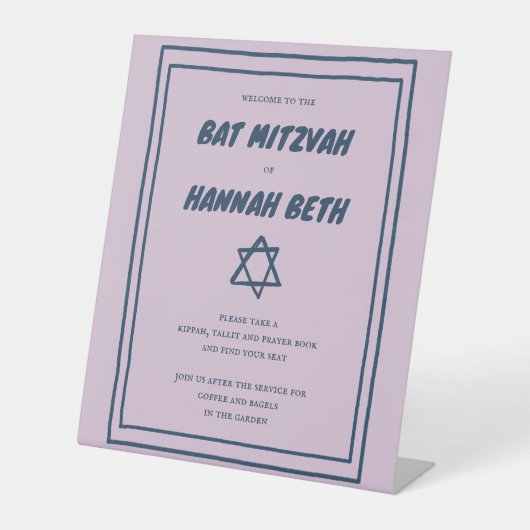 David Custom B'nai Bat Bar Mitswa Reclamebord Met Voetstuk (Voorkant)