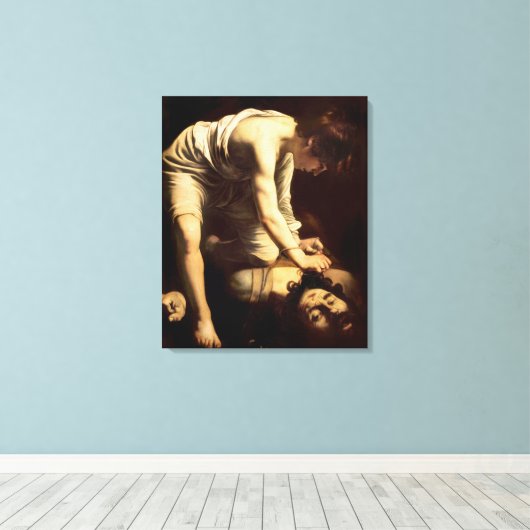 David en Goliath - Caravaggio c.1610 Canvas Afdruk (Insitu (Houten vloer))