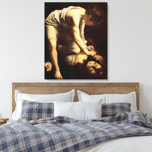 David en Goliath - Caravaggio c.1610 Canvas Afdruk (Insitu (Slaapkamer))