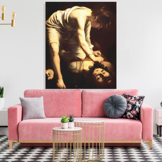 David en Goliath - Caravaggio c.1610 Canvas Afdruk (Insitu (Woonkamer))