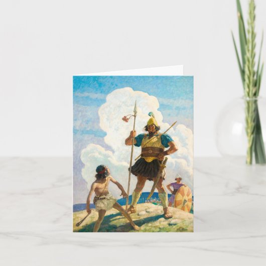 David en Goliath door Newell Convers Wyeth Bedankkaart (Voorkant)