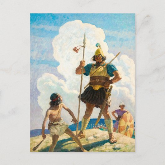 David en Goliath door Newell Convers Wyeth Feestdagenkaart (Voorkant)
