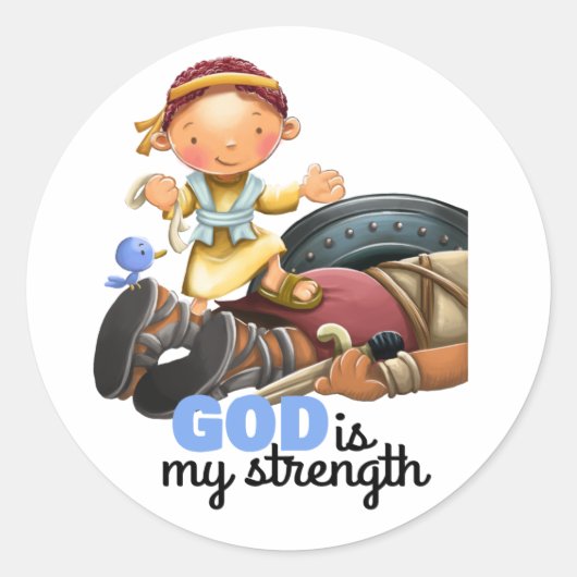 David en Goliath kinder Bijbelsticker Ronde Sticker (Voorkant)