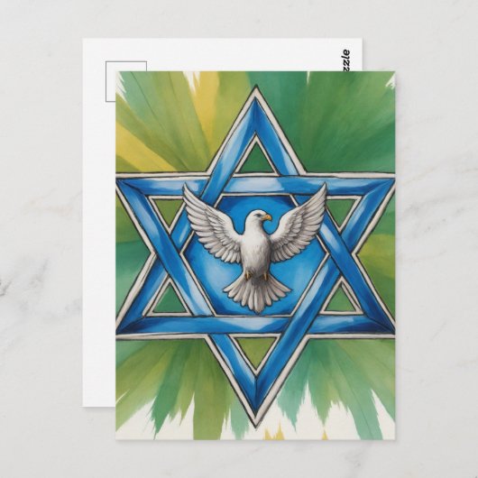 David en Peace Dove Waterverf Briefkaart (Voorkant / Achterkant)