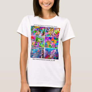 DAVID FLYNN ART COLLAGE VROUW T-SHIRT MET TEKST