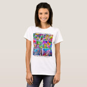DAVID FLYNN ART COLLAGE VROUW T-SHIRT MET TEKST (Voorkant volledig)