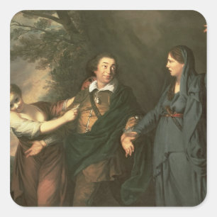 David Garrick tussen de Muses van Tragedie Vierkante Sticker