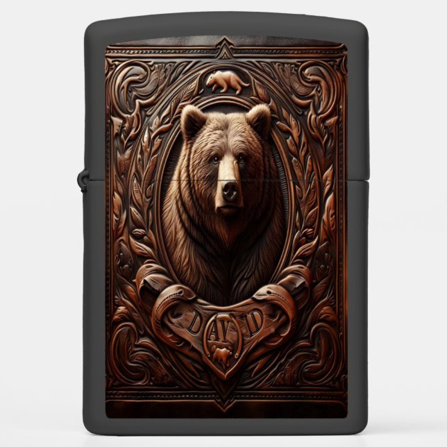 David Grizzly Beer Leather Carving (Voorkant)
