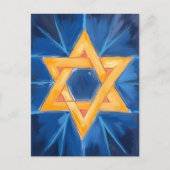 David Hanukkah Blauwe Waterverf Feestdagenkaart (Voorkant)