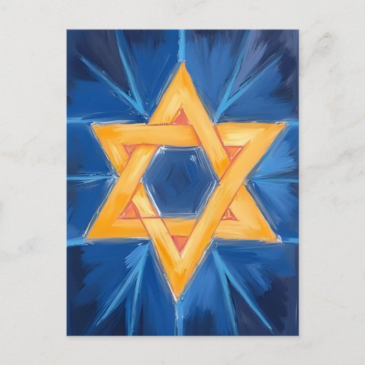 David Hanukkah Blauwe Waterverf Feestdagenkaart (Voorkant)