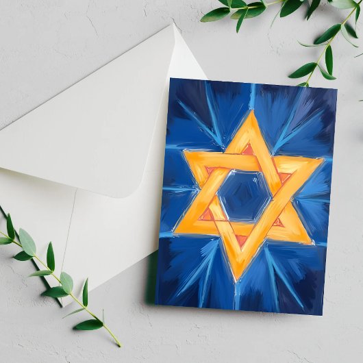 David Hanukkah Blauwe Waterverf Feestdagenkaart