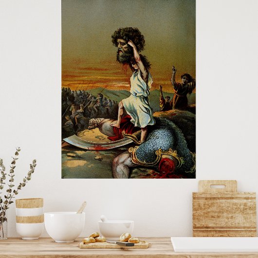 David hoisting het hoofd van Goliath Poster (Keuken)