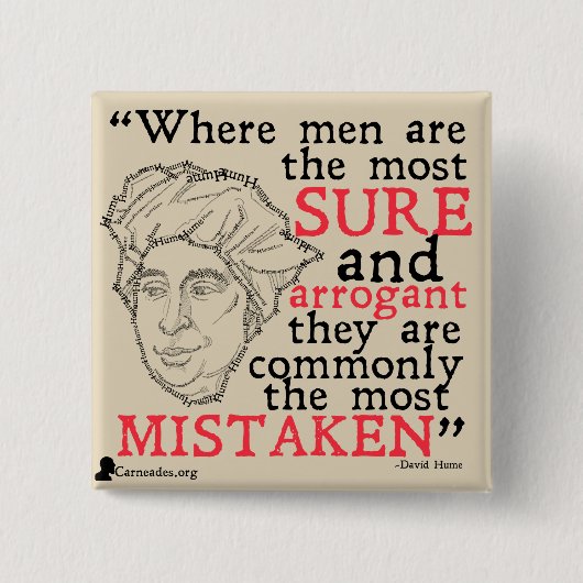 David Hume Quote Button (Voorkant)