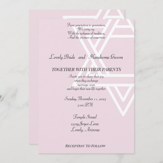 David in het roze joods kaart (Voorkant / Achterkant)